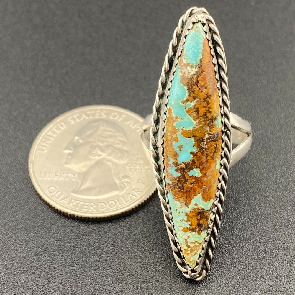 RARE Natural Bisbee Turquoise Sterling Silver Ring Sz.6 - No hallmarks handmade